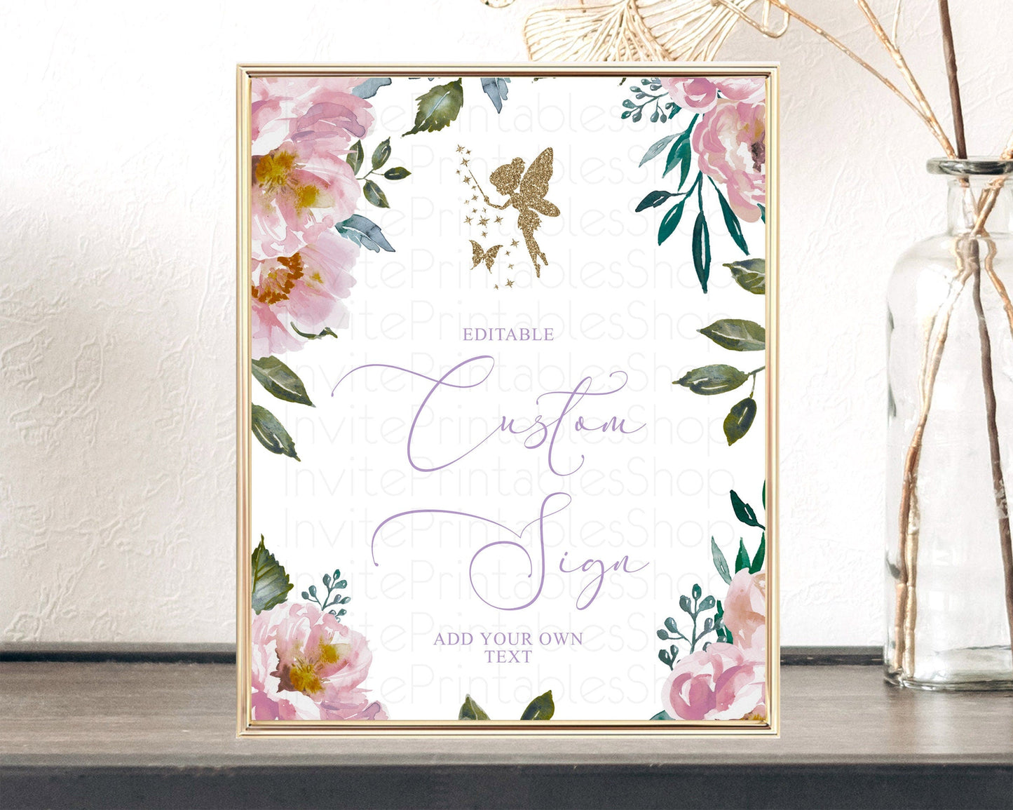 Fairy Sign Enchanted Garden Table Sign Decor Pastel Floral Butterfly Party Secret Garden Birthday Baptism Baby Shower Bridal Shower D10727