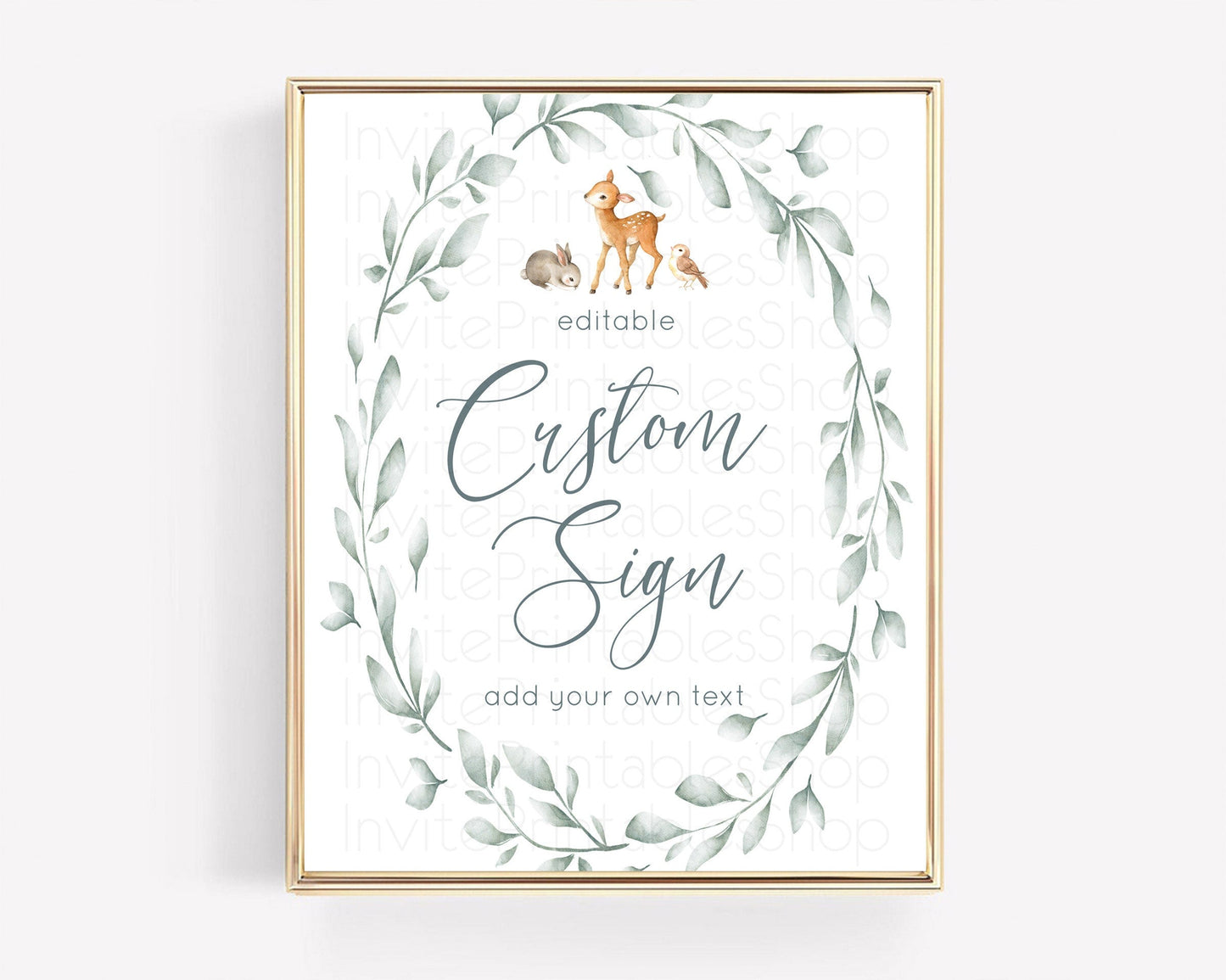 Fawn Deer Sign Pastel Floral Deer Table Sign Decor Enchanted Forest Butterfly Party 1st Birthday Baptism Baby Shower Bridal Shower D10872