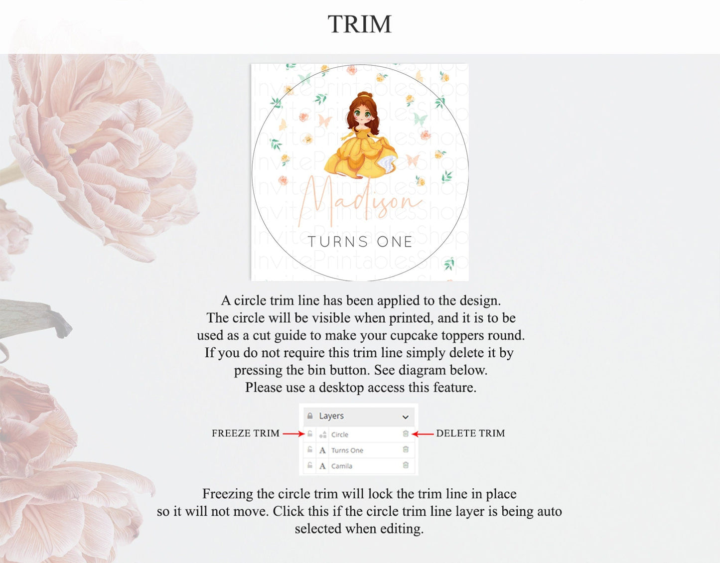 Princess Cupcake Toppers Castle Cupcake Toppers Royal Princess Decor Fairy Tale Enchanted Castle Pastel Floral Garden Table Number D10890