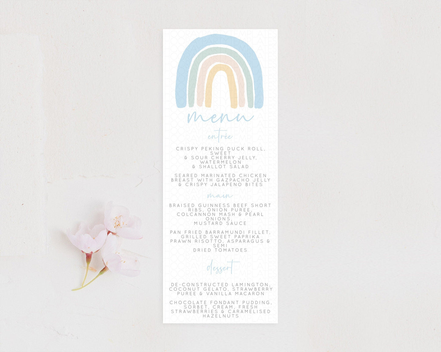 Pastel Rainbow Menu Boho Rainbow Menu Template Rainbow Boho Table Decor Pastel Rainbow Dinner Dessert Menu Rainbow Party Food Menu D10200