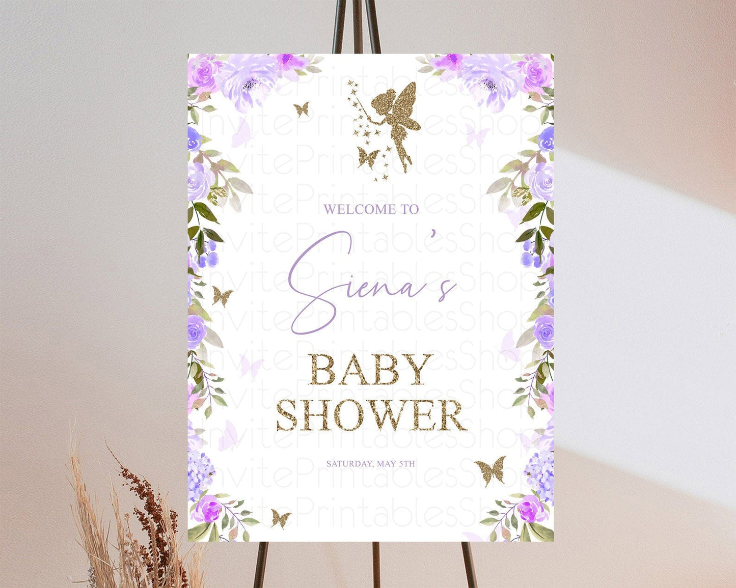 Fairy Baby Shower Welcome Sign Fairy Welcome Board Enchanted Garden Pastel Floral Butterfly Decor Secret Garden Fairy Welcome Sign D10910