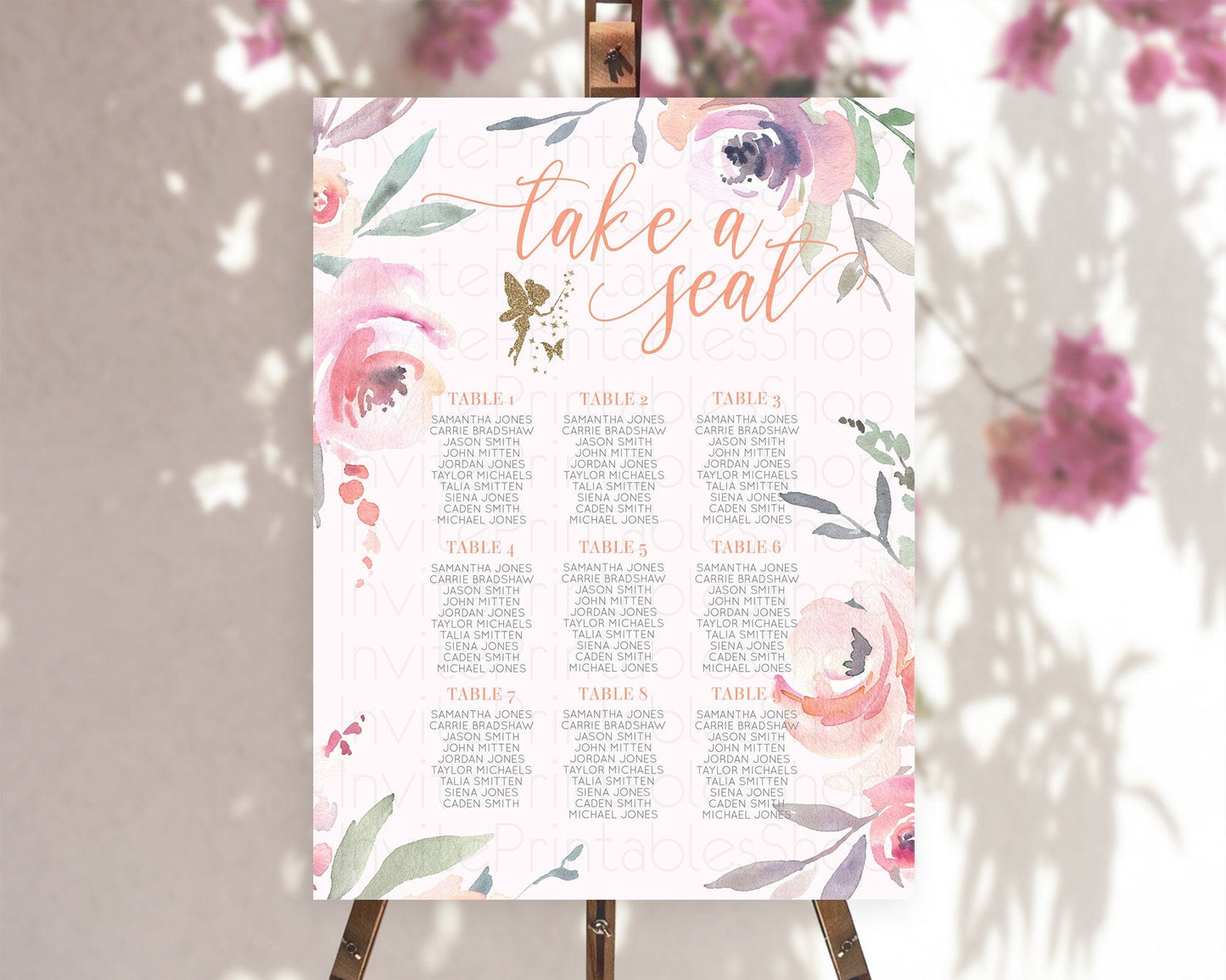 Fairy Seating Chart Pastel Fairy Seating Chart Fairy Tea Party Fairy Garden Seating Sign Enchanted Garden Floral Butterfly Decor D10197
