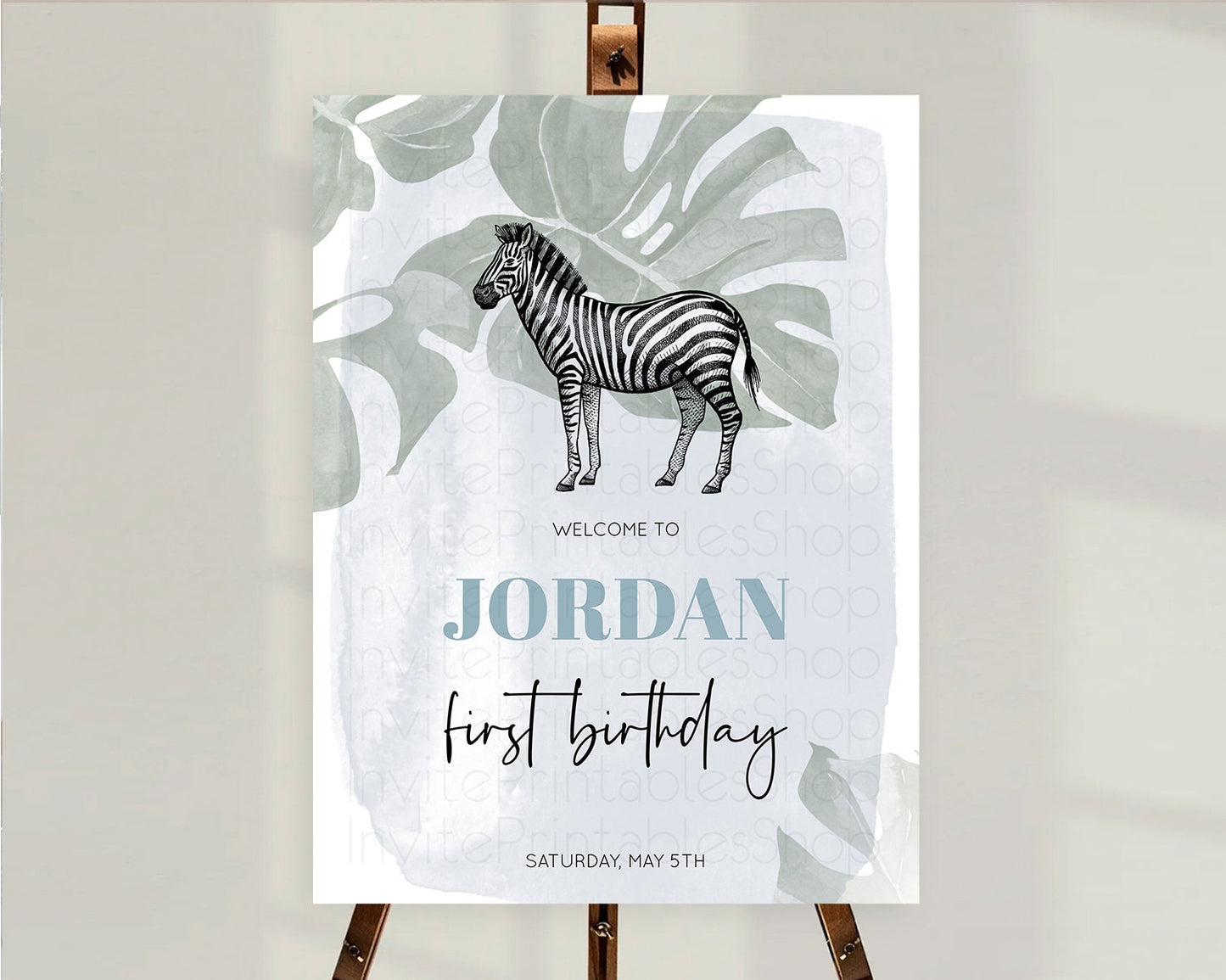 Zebra Welcome Sign Zebra Welcome Board Zebra Welcome Poster Safari Decor Dried Palm Fern Zoo Party Zebra First Birthday Welcome Sign D10814