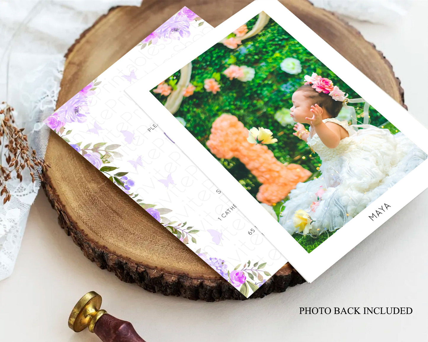 Secret Garden Baptism Invitation Wildflower Baptism Birthday Invite Pastel Flowers Christening Invite Enchanted Garden Boho Floral D10719