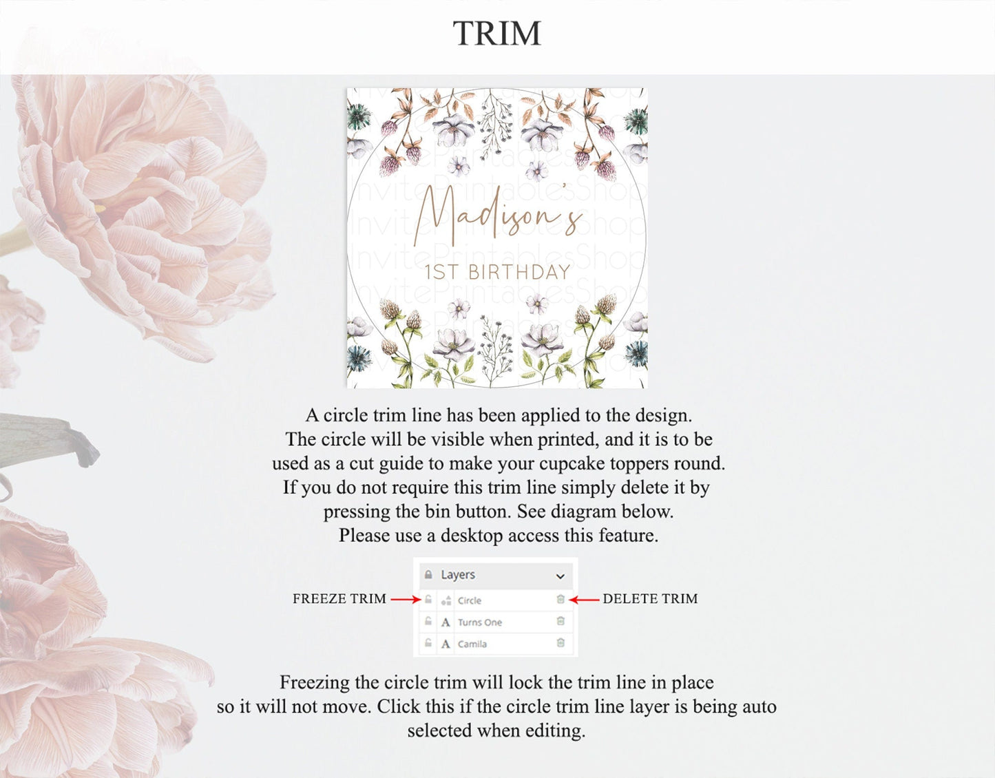 Secret Garden Cupcake Toppers Wildflower Cupcake Toppers Pastel Flowers Cupcake Toppers Enchanted Garden Boho Floral First Birthday D10604