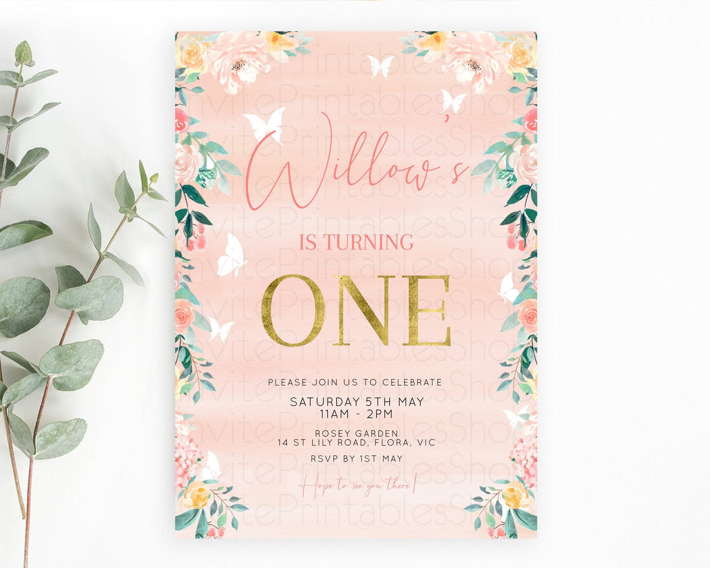 Secret Garden Invitation Wildflower Birthday Invitation Pastel Flowers Invite Enchanted Garden Boho Floral 3rd 2nd First Birthday D10245