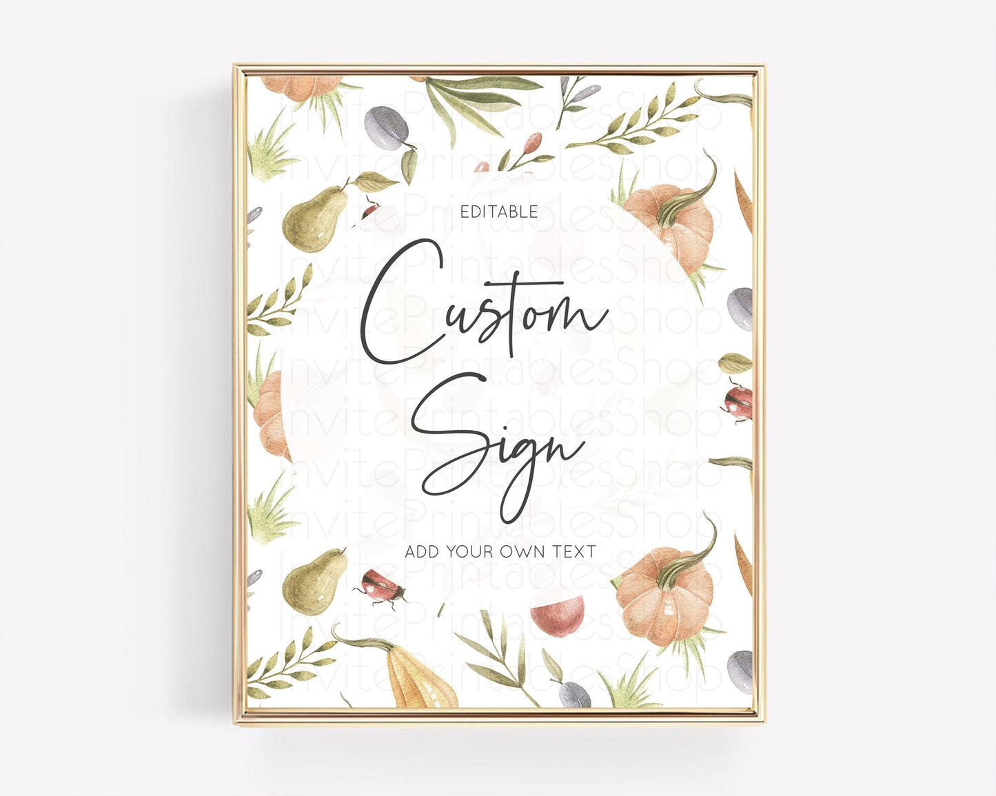 Vegetable Garden Table Sign Decor Pear Ladybug Plum Pumpkin Country Homestead Party 1st Birthday Baby Shower Wedding Baptism 8x10 D10543