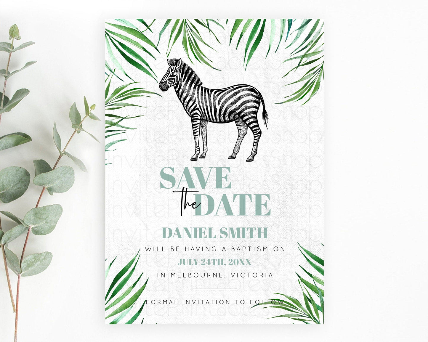 Zebra Save The Date Template Zebra Party Save The Date Safari Adventure Zebra Minimal Theme For 1st Birthday Baptism Baby Shower D10844