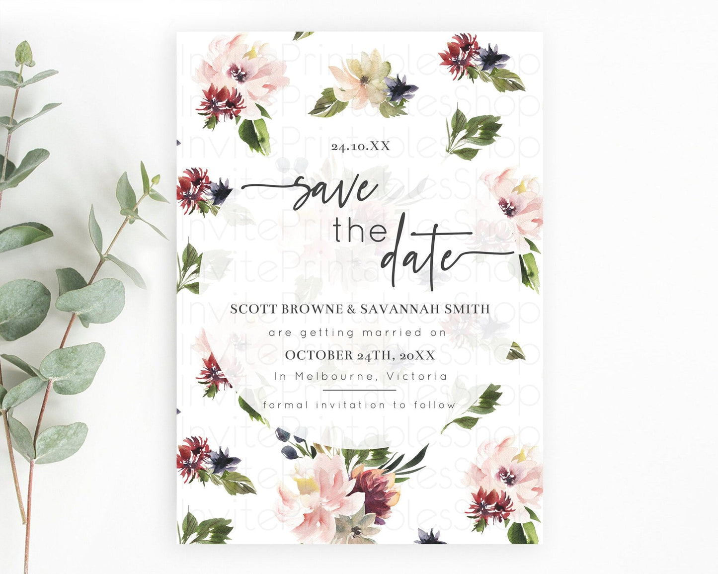 Wildflower Save The Date Template Secret Garden Save The Date Pastel Floral Garden Party Boho Flowers Birthday Baby Shower Wedding D10538