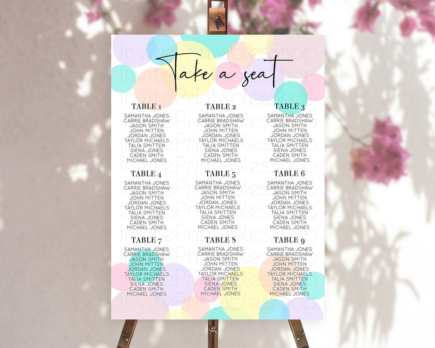 Pastel Seating Chart Pastel Confetti Seating Chart Bubbles Sprinkles Seating Sign Colorful Rainbow Decor Confetti Seating Board D10223
