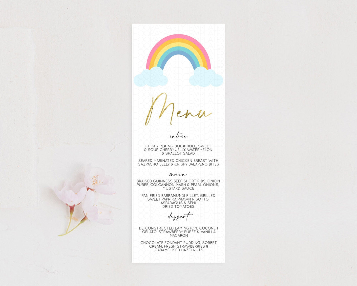 Pastel Rainbow Menu Boho Rainbow Menu Template Rainbow Boho Table Decor Pastel Rainbow Dinner Dessert Menu Rainbow Party Food Menu D10123