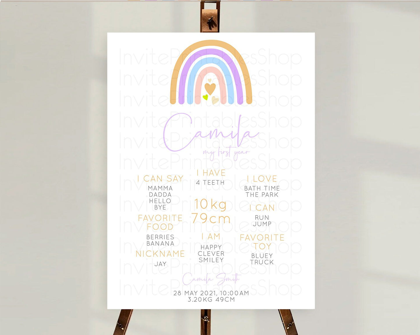 Pastel Rainbow First Birthday Milestone Poster Boho Rainbow Milestone Board Rainbow Milestone Pastel Milestone Rainbow 1st Birthday D10238