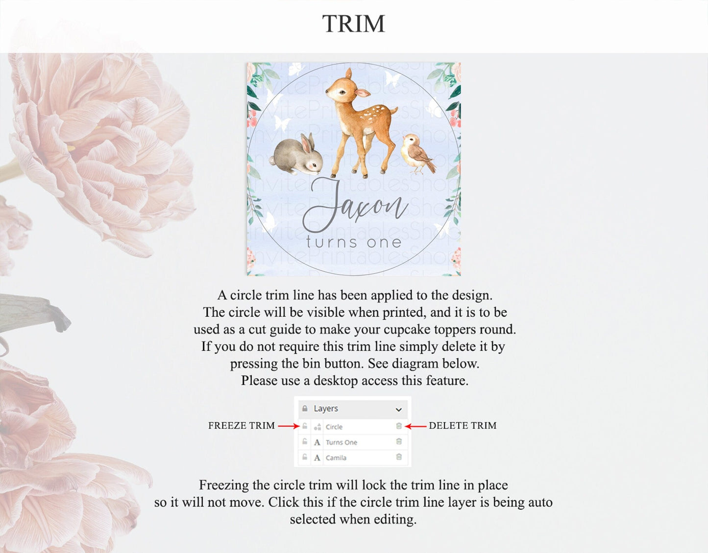 Fawn Cupcake Toppers Deer Cupcake Toppers Enchanted Forest Party Butterfly Pastel Flowers Woofland Cupcake Toppers First Birthday D10920