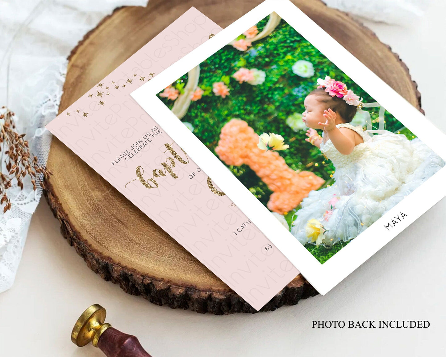 Fairy Baptism Invitation Fairy Baptism 1st Birthday Invitation Enchanted Secret Garden Christening Invite Pastel Floral Butterfly D10899