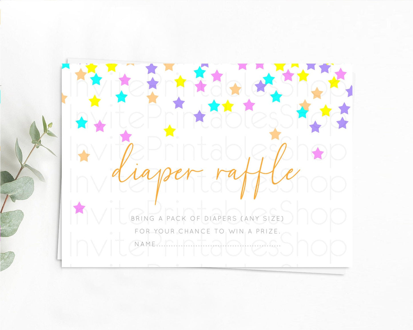 Pastel Star Diaper Raffle Card Shooting Star Diaper Raffle Insert Twinkle Little Star Diaper Ticket Rainbow Confetti Raffle Game D10397