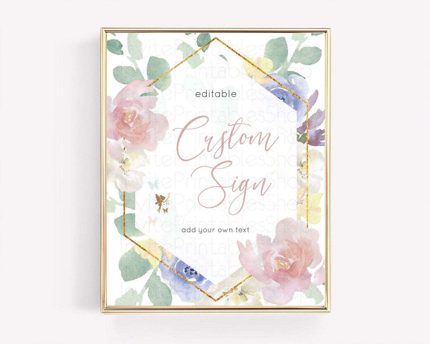 Fairy Sign Enchanted Garden Table Sign Decor Pastel Floral Butterfly Party Secret Garden Birthday Baptism Baby Shower Bridal Shower D10294