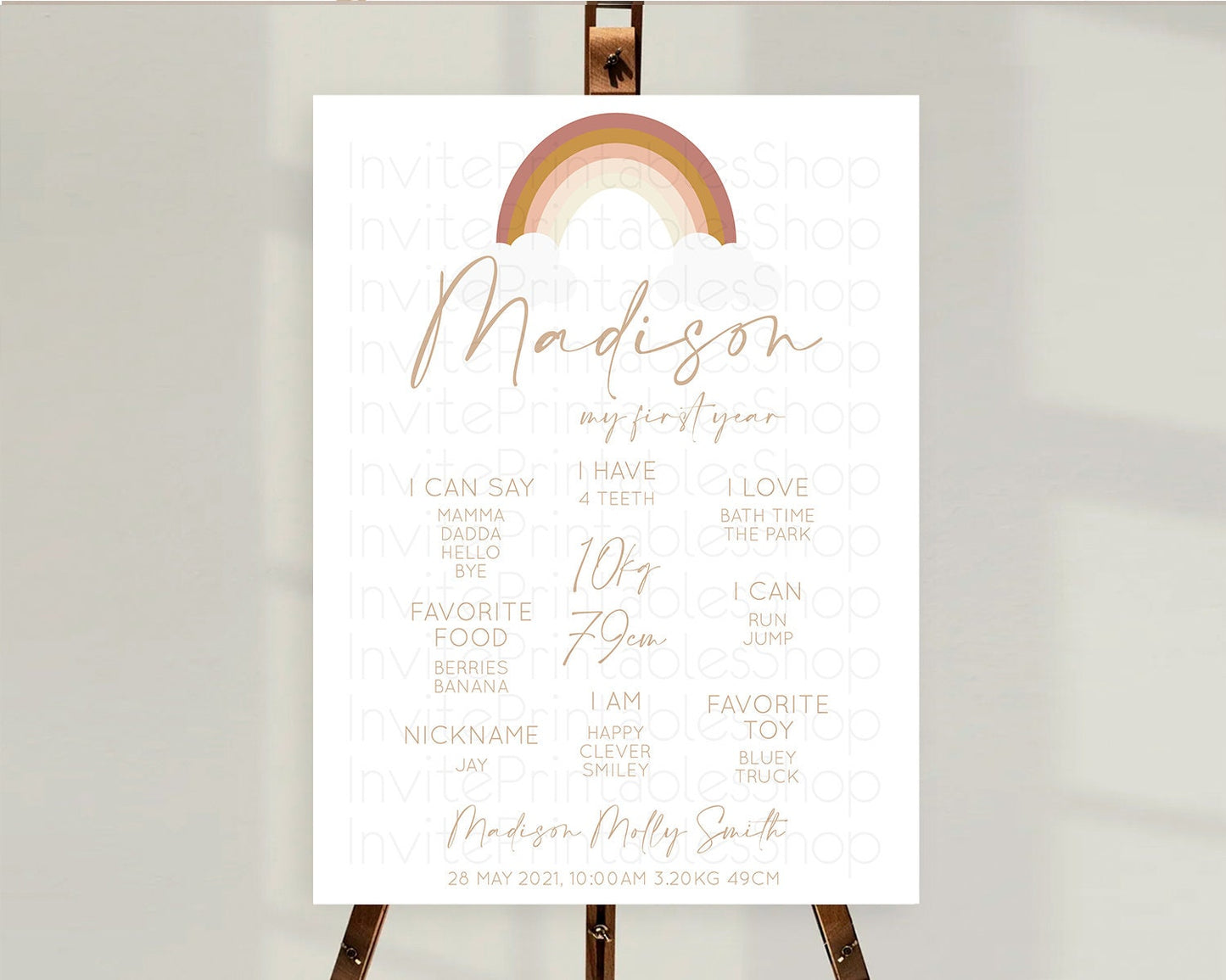 Pastel Rainbow First Birthday Milestone Poster Boho Rainbow Milestone Board Rainbow Milestone Pastel Milestone Rainbow 1st Birthday D10122