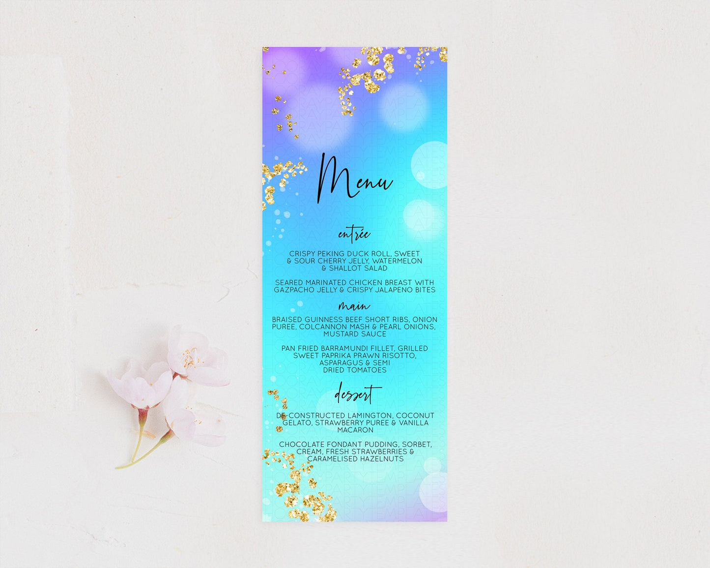 Mermaid Menu Mermaid Menu Template Rainbow Fish Under The Sea Colorful Pastel Table Decor Mermaid Dinner Dessert Party Food Menu D10573