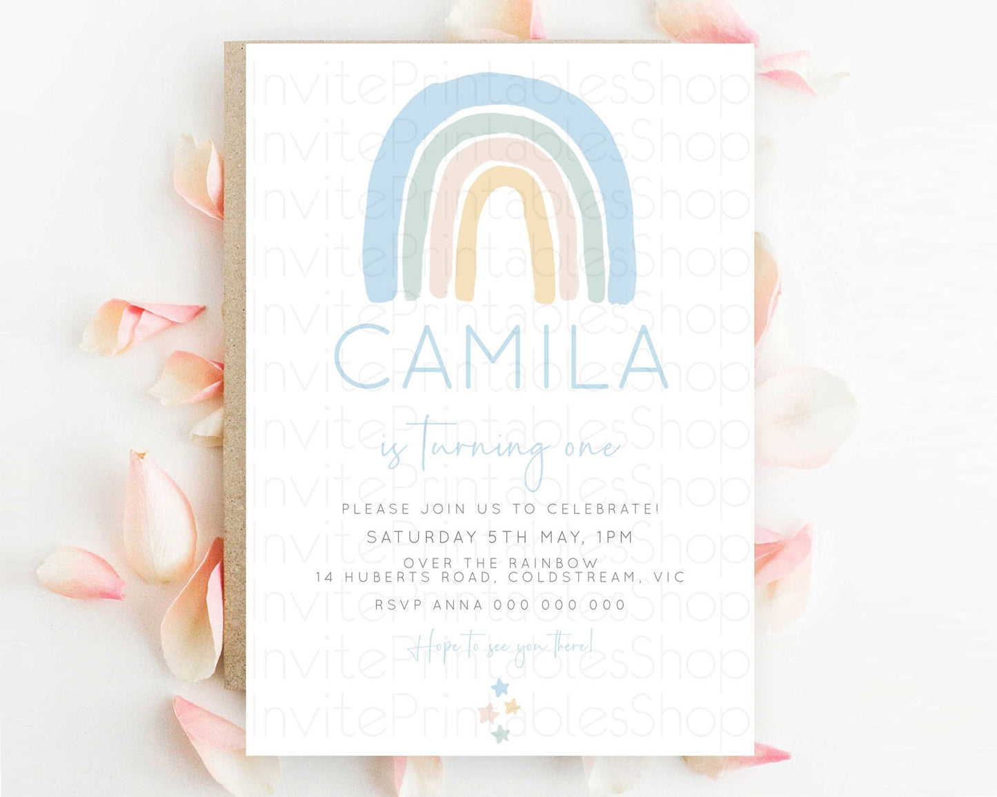 Pastel Rainbow Birthday Invitation Pastel Rainbow Invitation Rainbow Invitation Pastel Invitation Boho Rainbow 1st First Birthday D10200