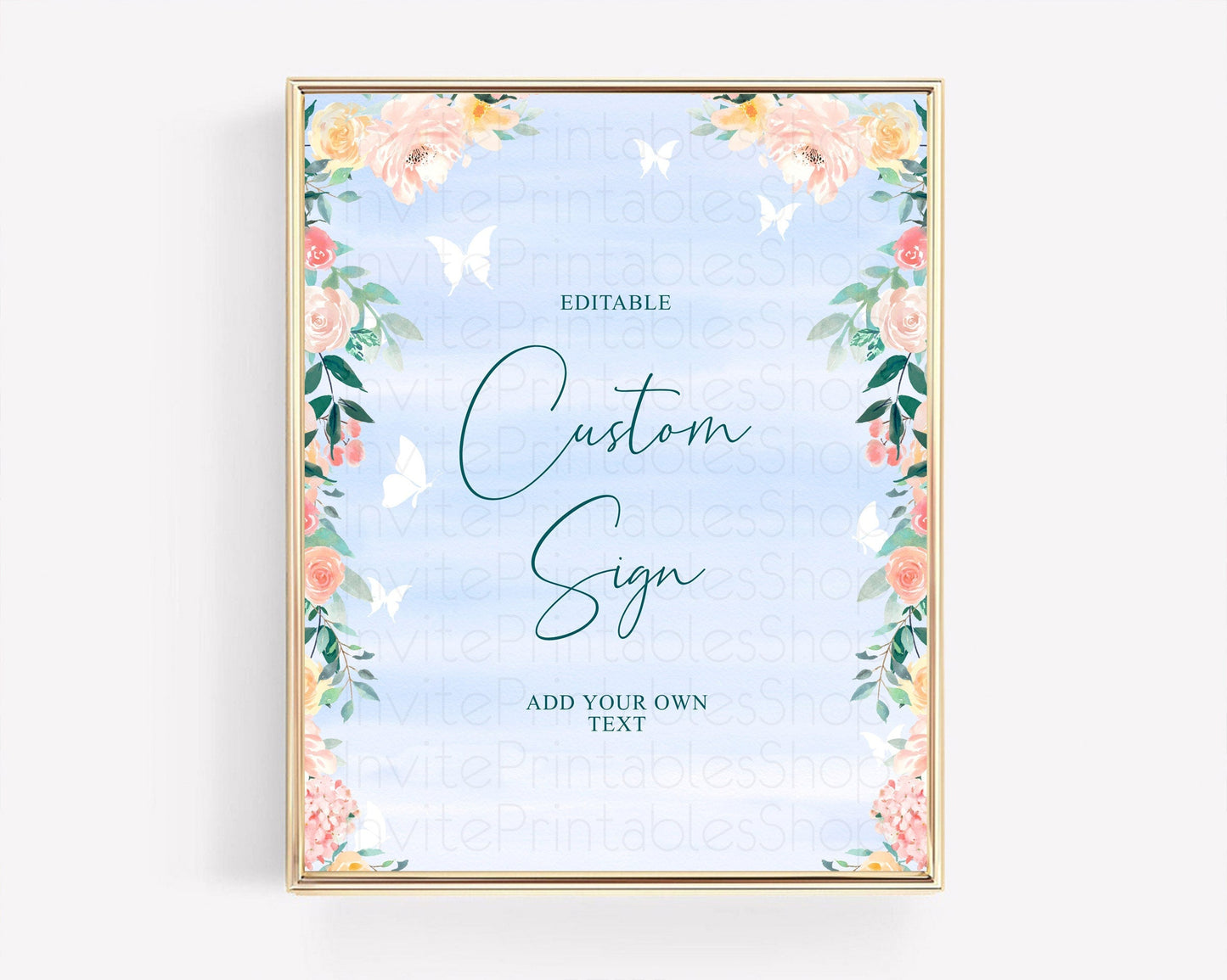 Wildflower Floral Table Sign Decor Secret Garden Sign Template Pastel Floral Garden Party Boho Flowers Birthday Baby Shower Wedding D10337