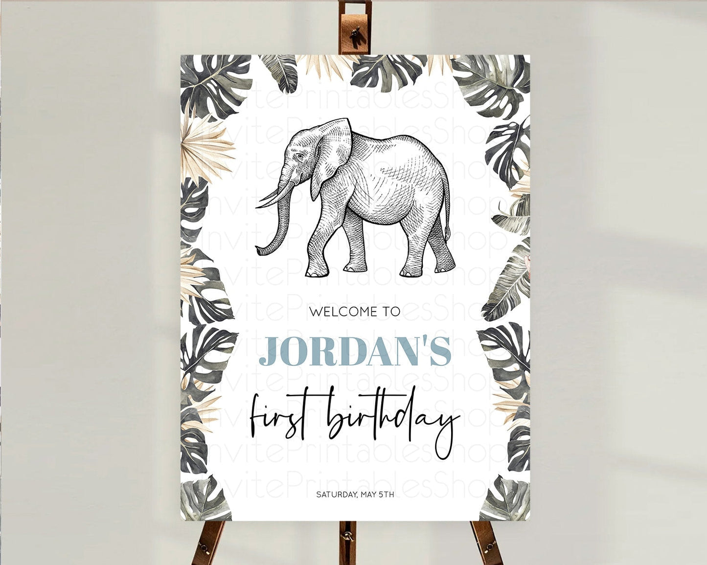 Elephant Welcome Sign Elephant Welcome Board Elephant Party Welcome Poster Safari Party Decor Elephant First Birthday Welcome Sign D10806