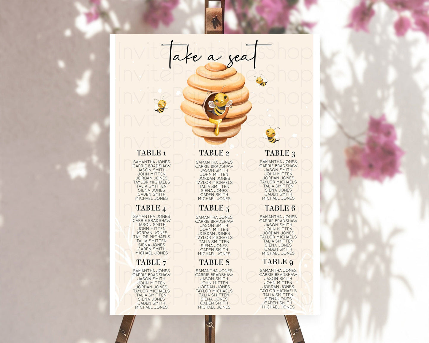 Bee Seating Chart Queen Bee Seating Chart Bee Day Seating Sign Beehive Seating Board Sweet Honey Bee Party Seating Board Bee Decor D10754