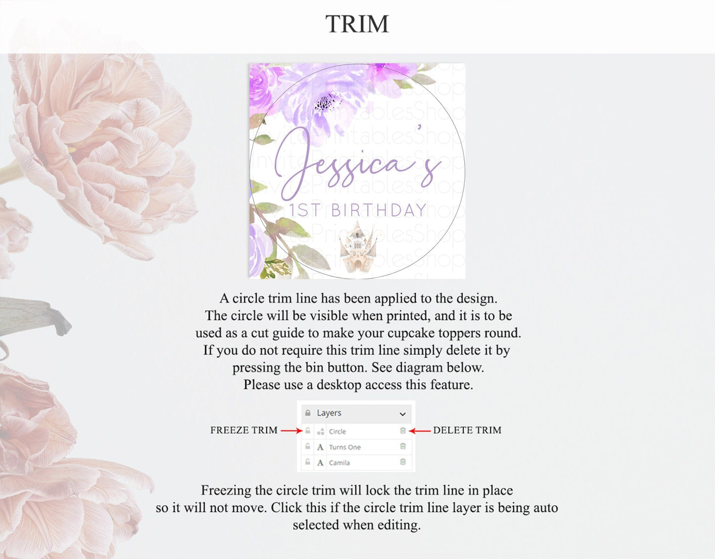 Princess Cupcake Toppers Castle Cupcake Toppers Royal Princess Decor Fairy Tale Enchanted Castle Pastel Floral Garden Table Number D10339