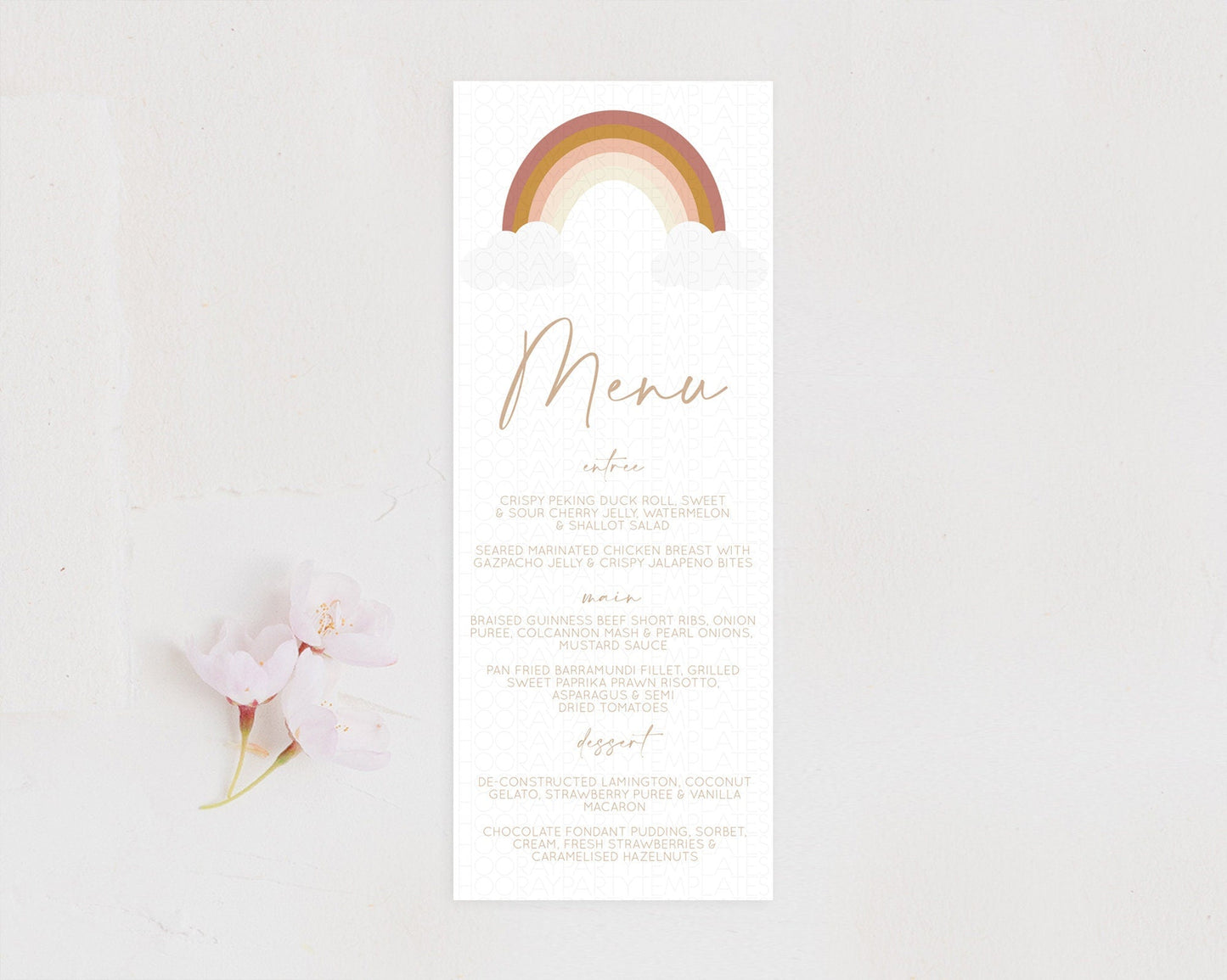 Pastel Rainbow Menu Boho Rainbow Menu Template Rainbow Boho Table Decor Pastel Rainbow Dinner Dessert Menu Rainbow Party Food Menu D10122