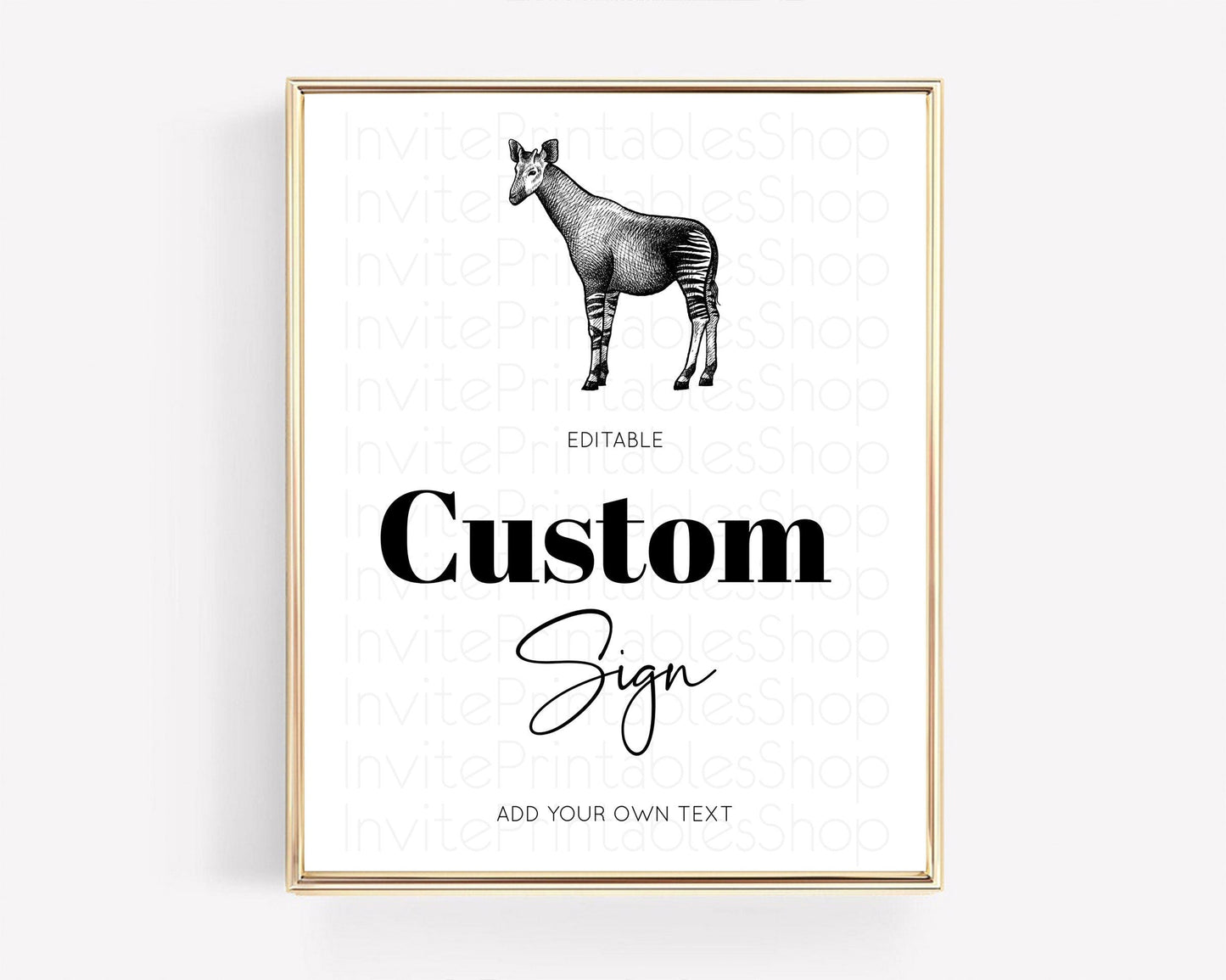 Okapi Sign Zoo Table Sign Decor Okapi Party Sign Template Safari Adventure Okapi Minimal Theme For 1st Birthday Baptism Baby Shower D10283