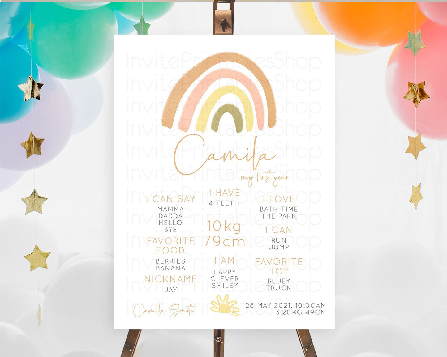Pastel Rainbow First Birthday Milestone Poster Boho Rainbow Milestone Board Rainbow Milestone Pastel Milestone Rainbow 1st Birthday D10684