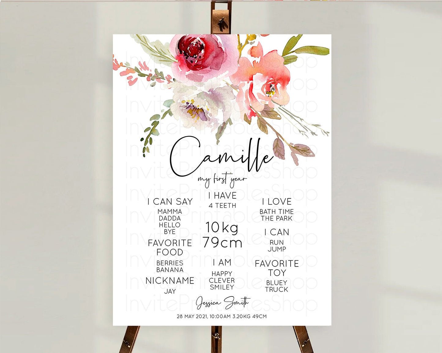 Secret Garden Milestone Board Wildflower First Birthday Milestone Poster Pastel Flowers Milestone Boho Wildflower 1st Birthday Sign D10243