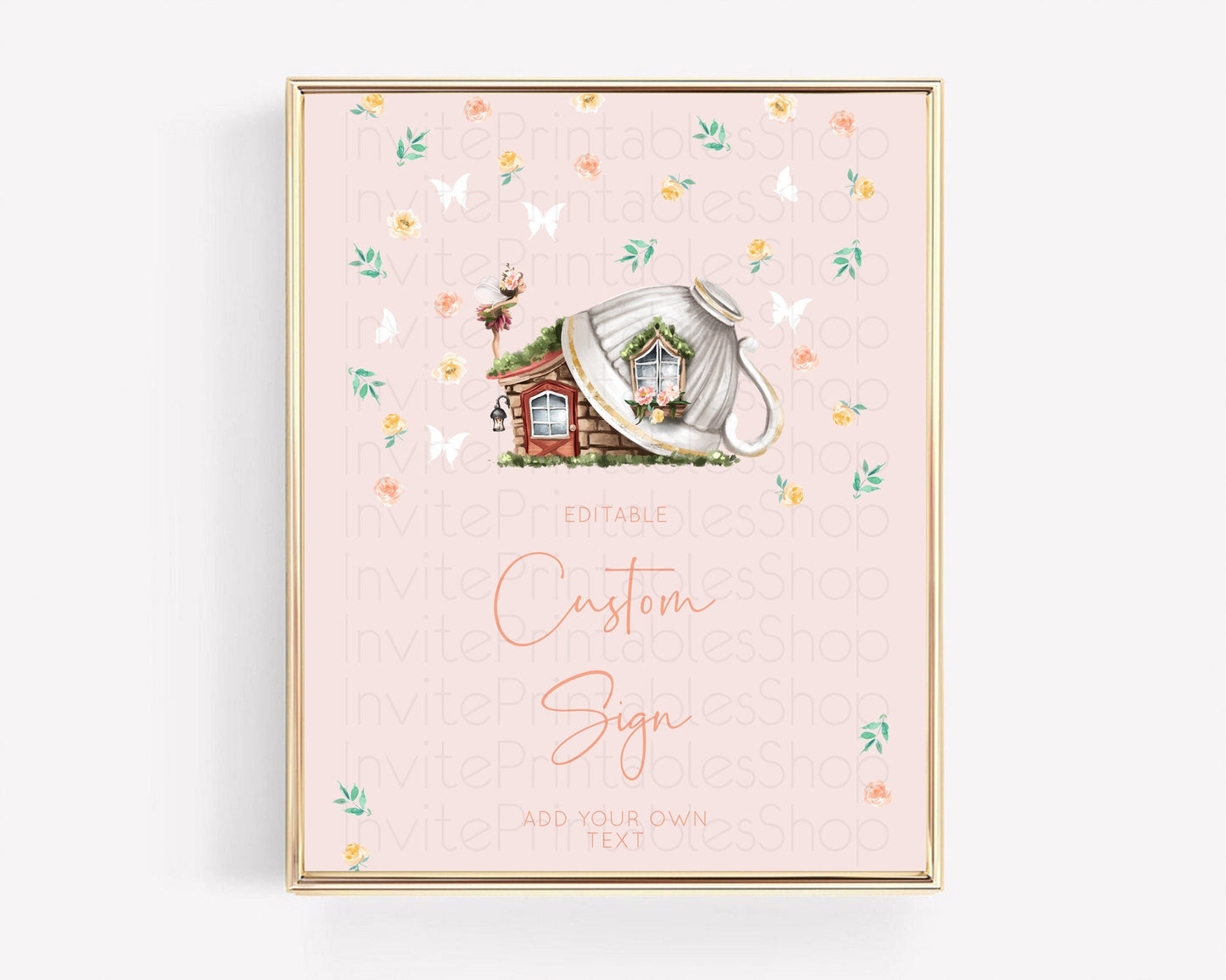 Fairy Sign Enchanted Garden Table Sign Decor Pastel Floral Butterfly Party Secret Garden Birthday Baptism Baby Shower Bridal Shower D10384