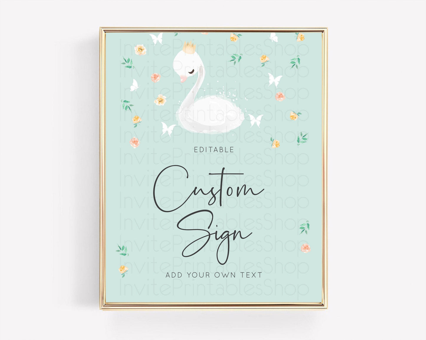 Swan Table Sign Decor Swan Princess Ballet Party Enchanted Swan Lake Secret Garden Pastel Floral 1st Birthday Baptism Baby Shower D10905