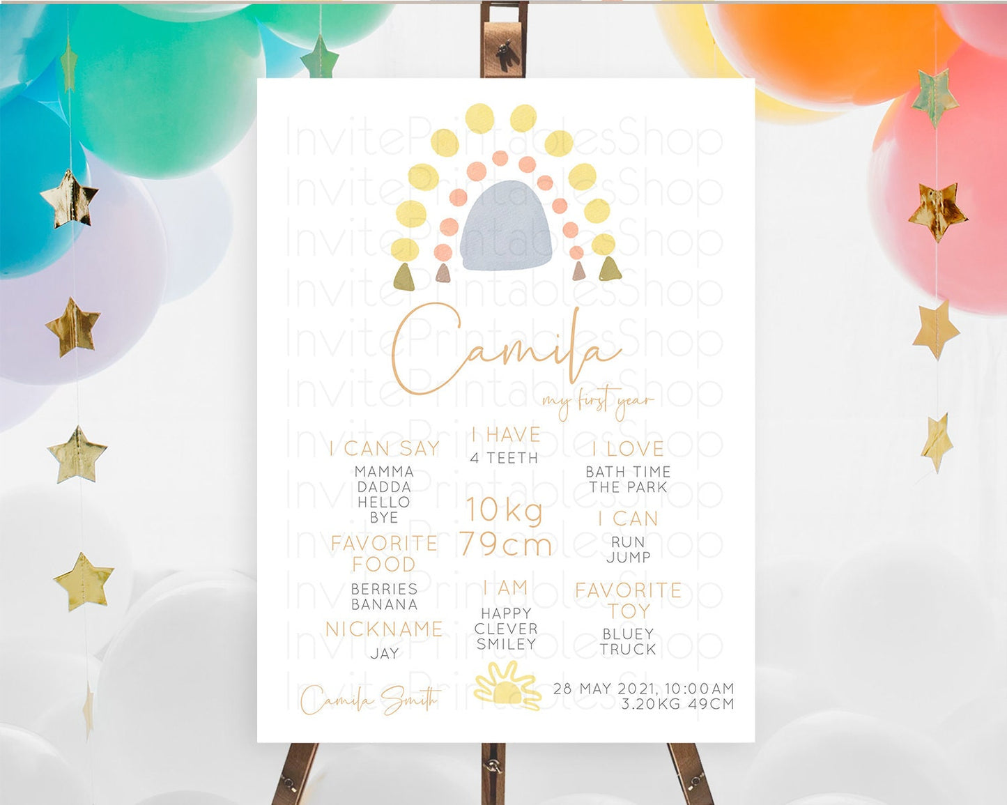 Pastel Rainbow First Birthday Milestone Poster Boho Rainbow Milestone Board Rainbow Milestone Pastel Milestone Rainbow 1st Birthday D10688