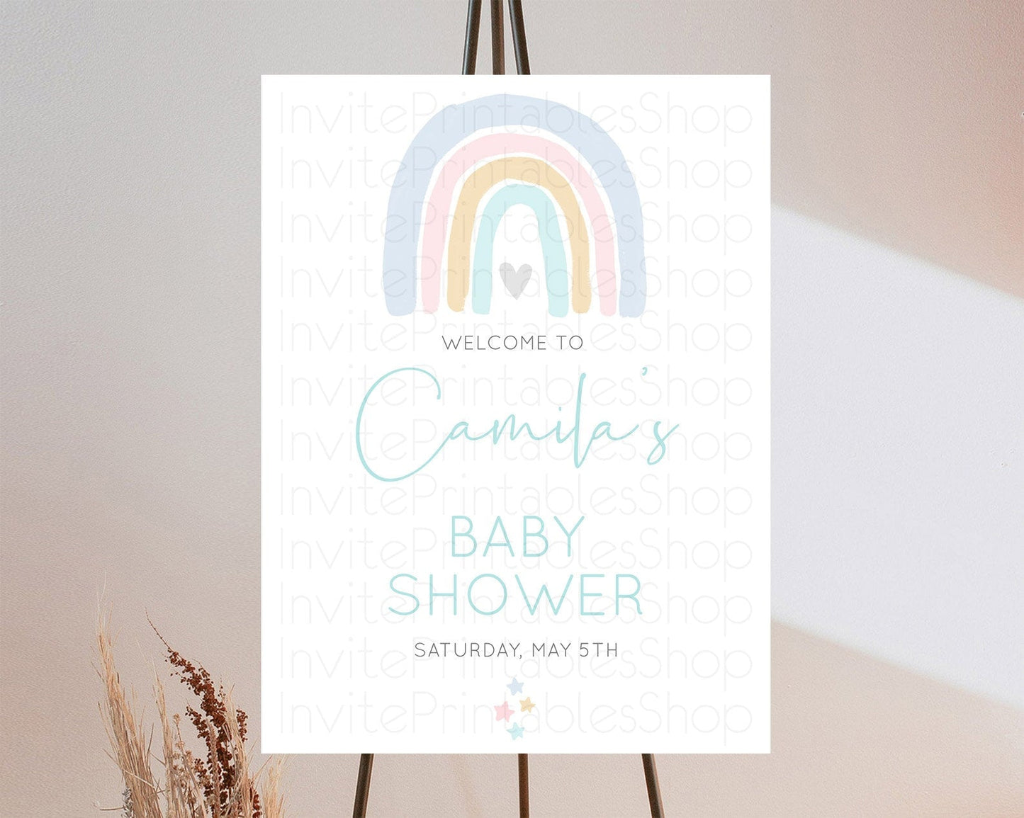 Pastel Rainbow Baby Shower Welcome Sign Boho Rainbow Welcome Board Rainbow Welcome Sign Pastel Welcome Decor Rainbow Welcome Sign D10214