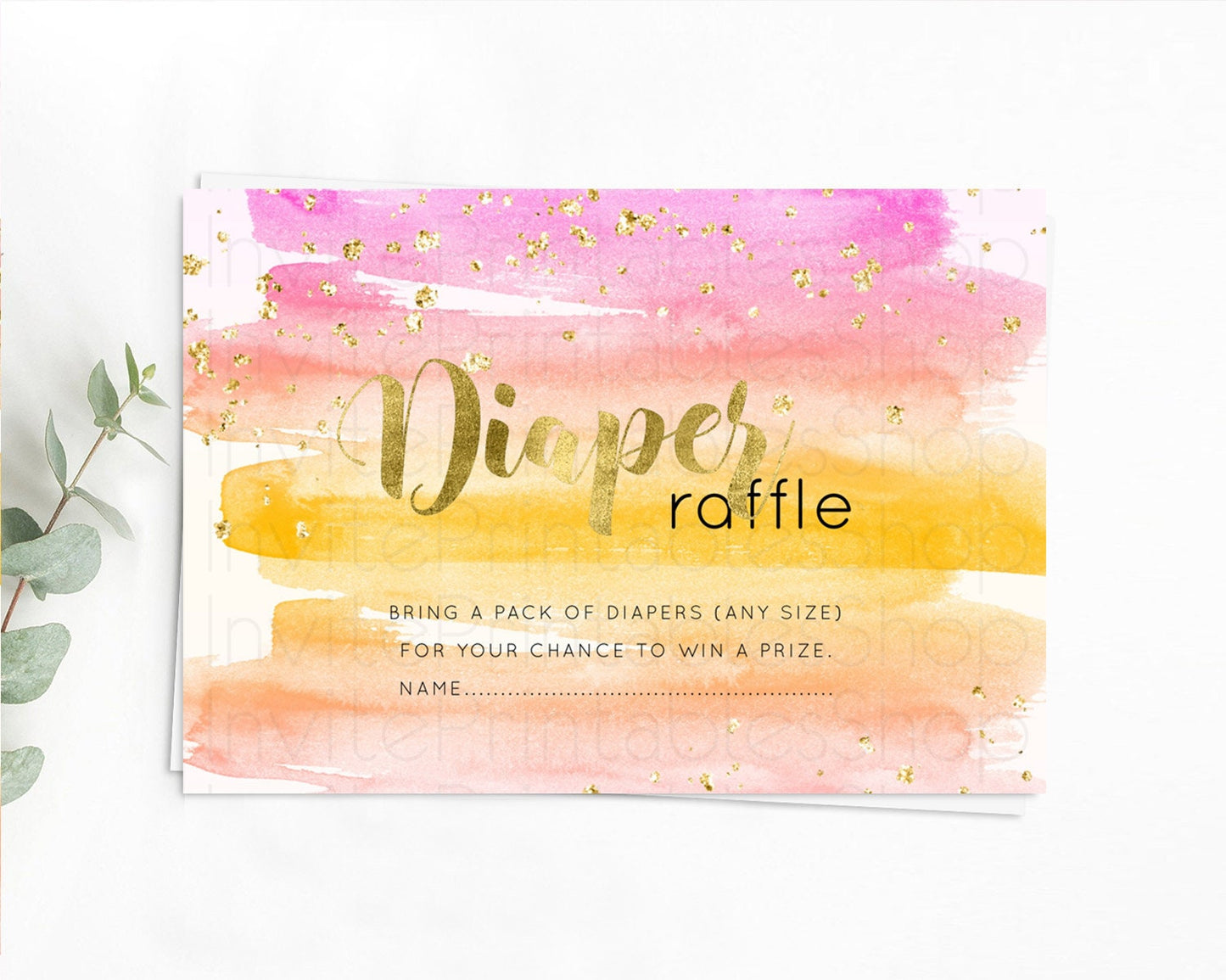 Pastel Diaper Raffle Card Pastel Rainbow Diaper Raffle Insert Colorful Ombre Watercolor Diaper Ticket Confetti Glitter Raffle Game D10520