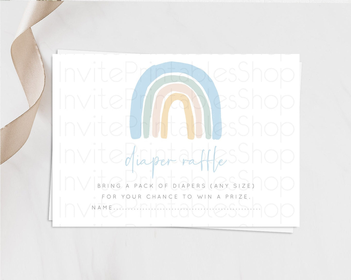 Pastel Rainbow Diaper Raffle Card Boho Rainbow Diaper Insert Boho Rainbow Diaper Ticket Pastel Watercolor Baby Shower Raffle Game D10200