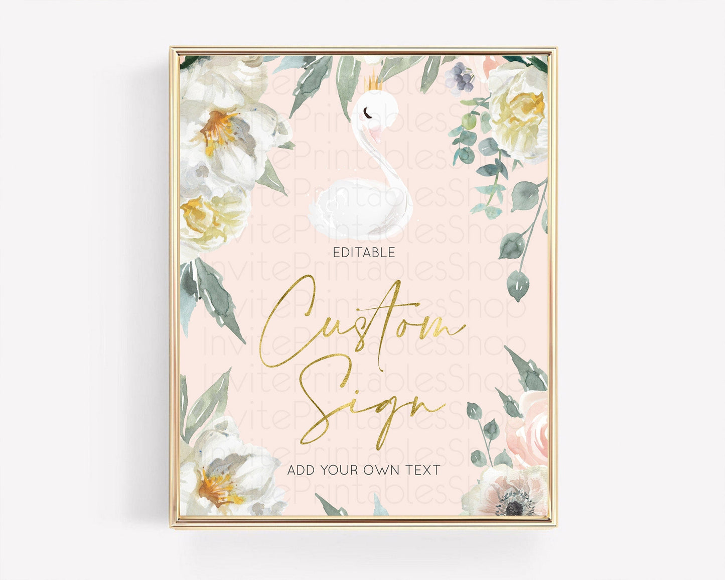 Swan Table Sign Decor Swan Princess Ballet Party Enchanted Swan Lake Secret Garden Pastel Floral 1st Birthday Baptism Baby Shower D10115