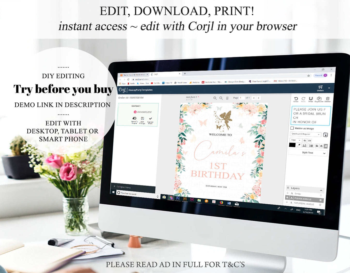 Fairy Welcome Sign Fairy Garden 1st Birthday Welcome Sign Pastel Floral Welcome Board Rainbow Flower Welcome Board Glitter Pastel Sign 219