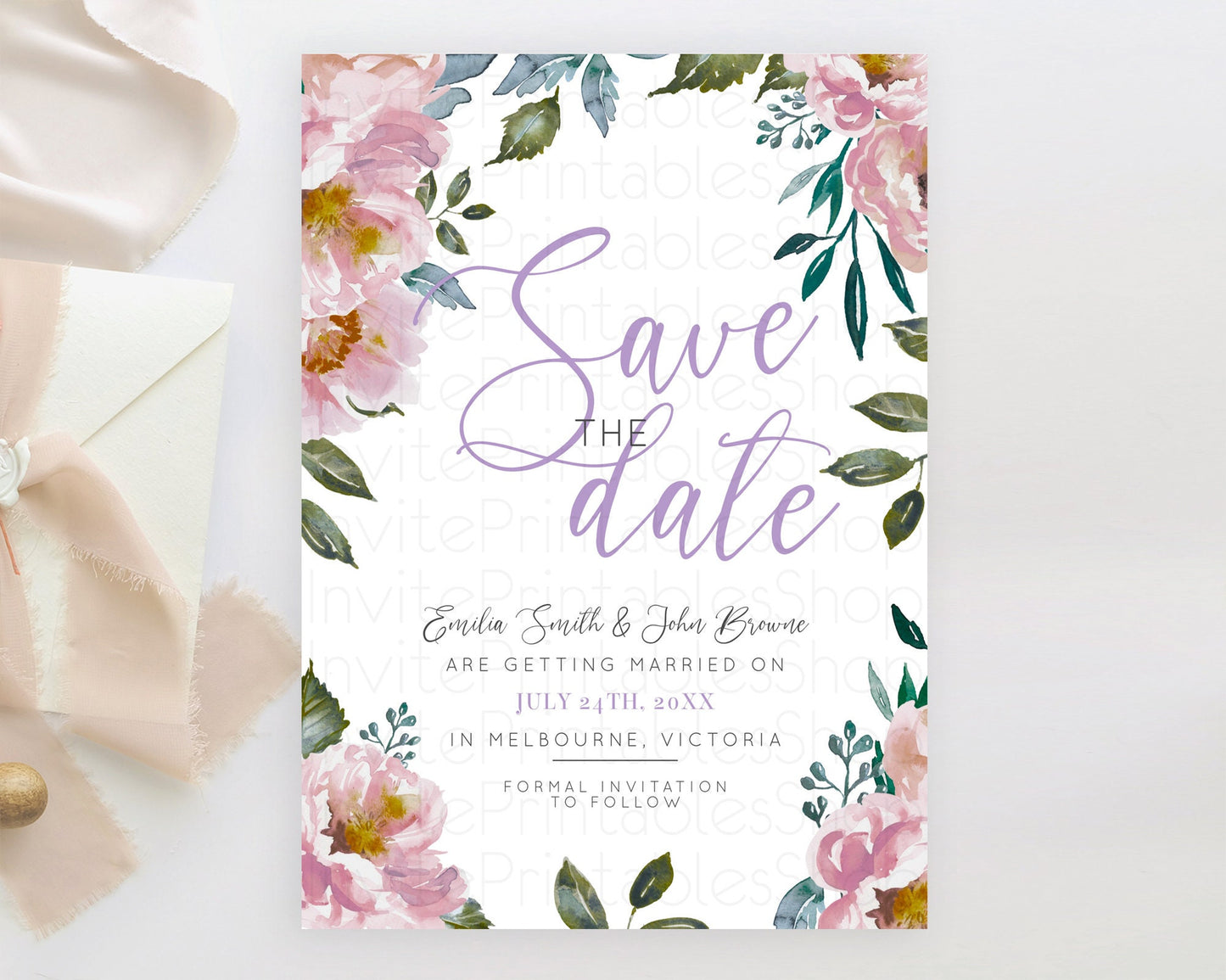 Wildflower Save The Date Template Secret Garden Save The Date Pastel Floral Garden Party Boho Flowers Birthday Baby Shower Wedding D10729