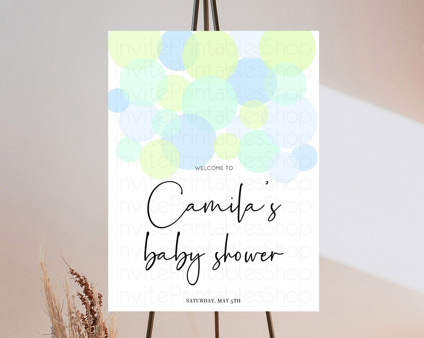 Blue Baby Shower Welcome Board Blue Welcome Sign Pastel Ombre Blue Confetti Welcome Poster Bubbles Confetti Decor Blue Confetti Sign D10227