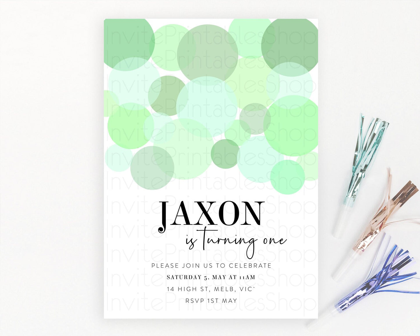 Pastel Birthday Invitation Green Confetti Birthday Invitation Confetti Birthday Invitation Bubbles Invitation 2nd 1st First Birthday 100207