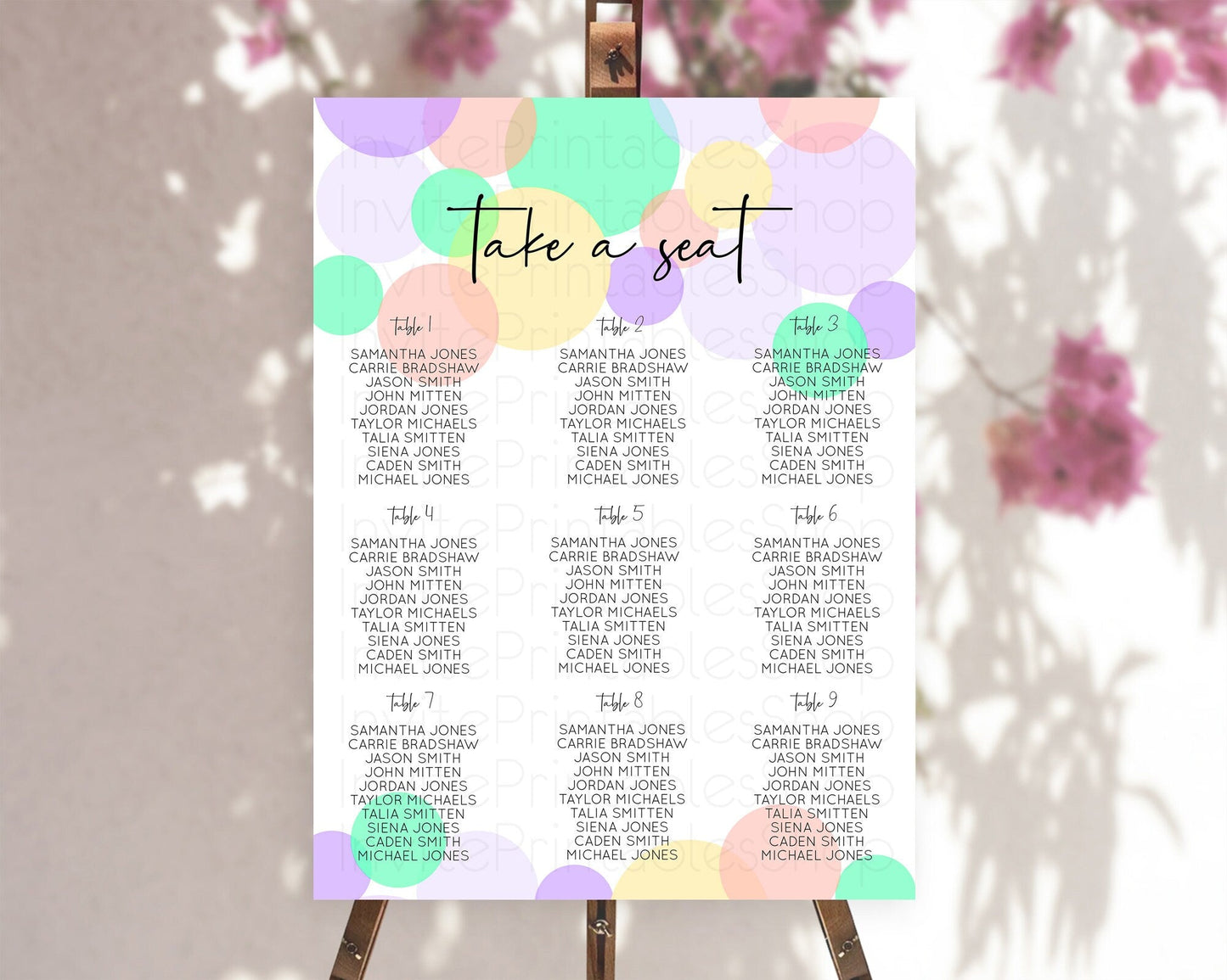 Pastel Seating Chart Pastel Confetti Seating Chart Bubbles Sprinkles Seating Sign Colorful Rainbow Decor Confetti Seating Board D10380