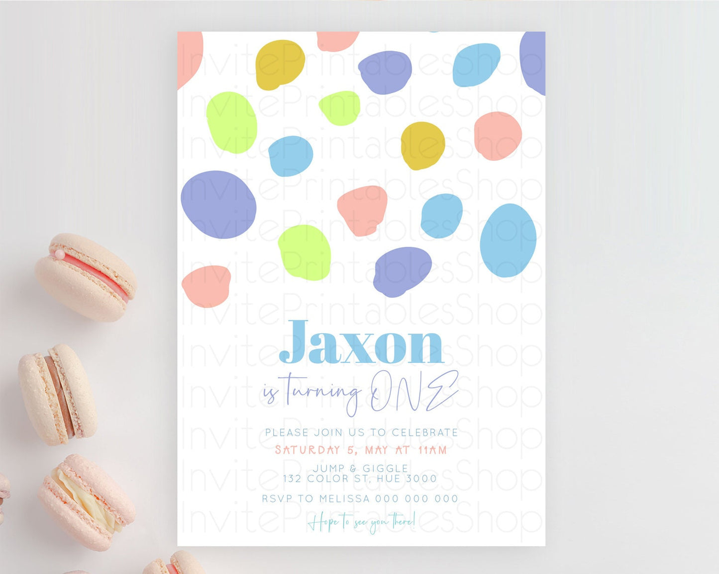 Pastel Birthday Invitation Pastel Confetti Birthday Invitation Bubbles Invitation Colorful Rainbow Confetti 2nd 1st First Birthday D11047
