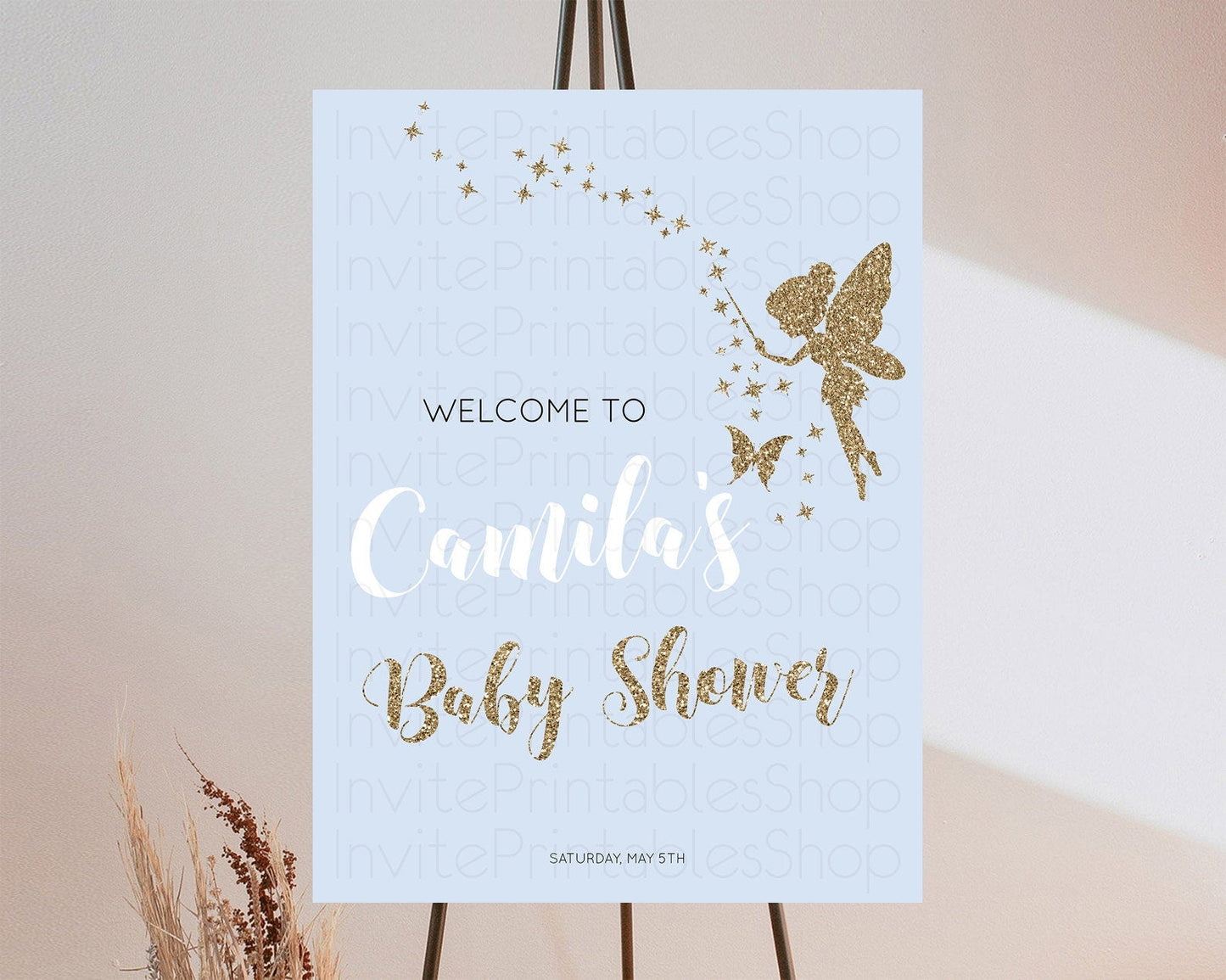 Fairy Baby Shower Welcome Sign Fairy Welcome Board Enchanted Garden Pastel Floral Butterfly Decor Secret Garden Fairy Welcome Sign D10907