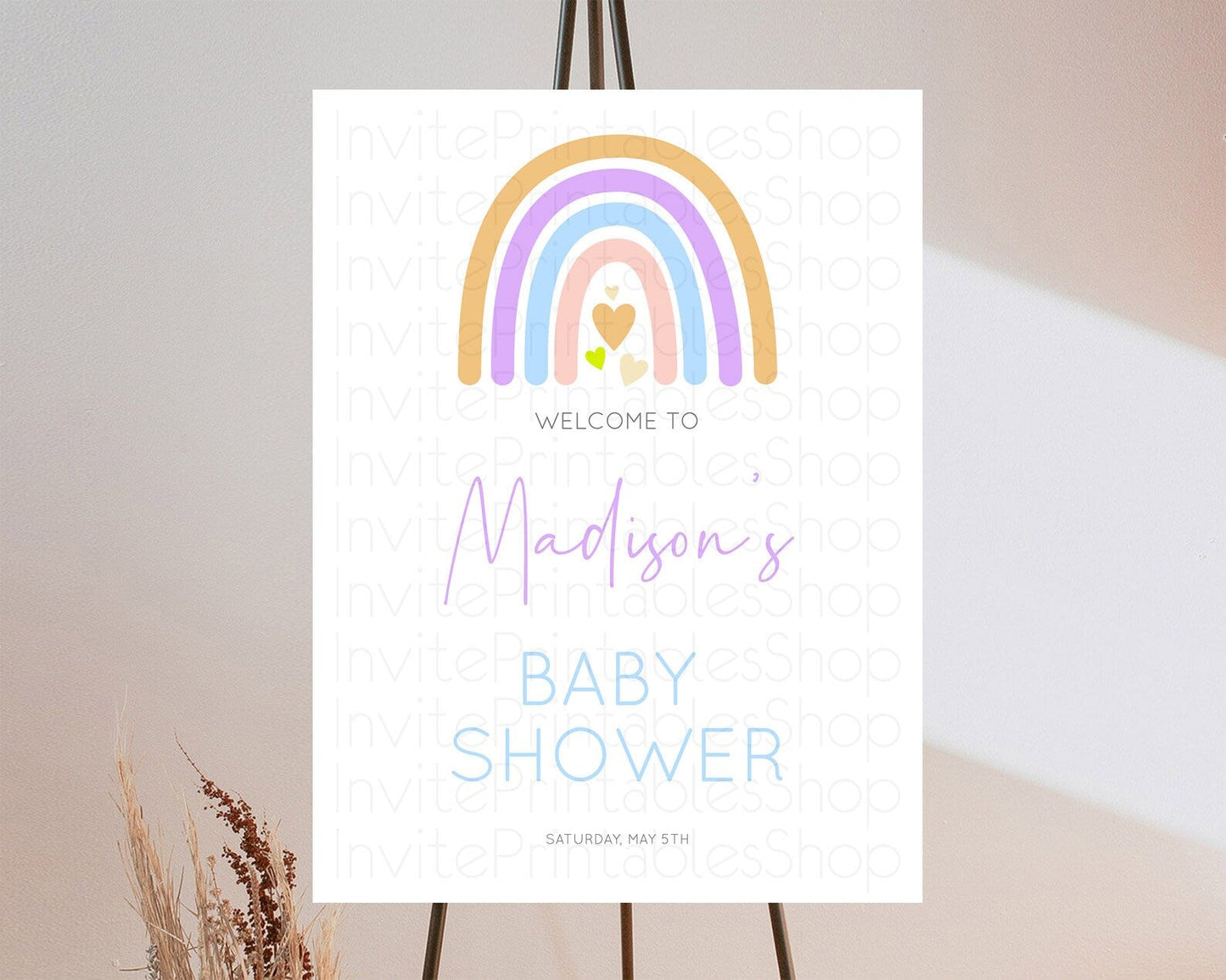 Pastel Rainbow Baby Shower Welcome Sign Boho Rainbow Welcome Board Rainbow Welcome Sign Pastel Welcome Decor Rainbow Welcome Sign D10238