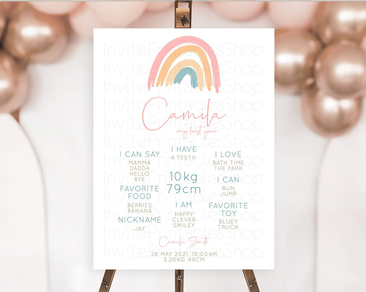 Pastel Rainbow First Birthday Milestone Poster Boho Rainbow Milestone Board Rainbow Milestone Pastel Milestone Rainbow 1st Birthday D10351