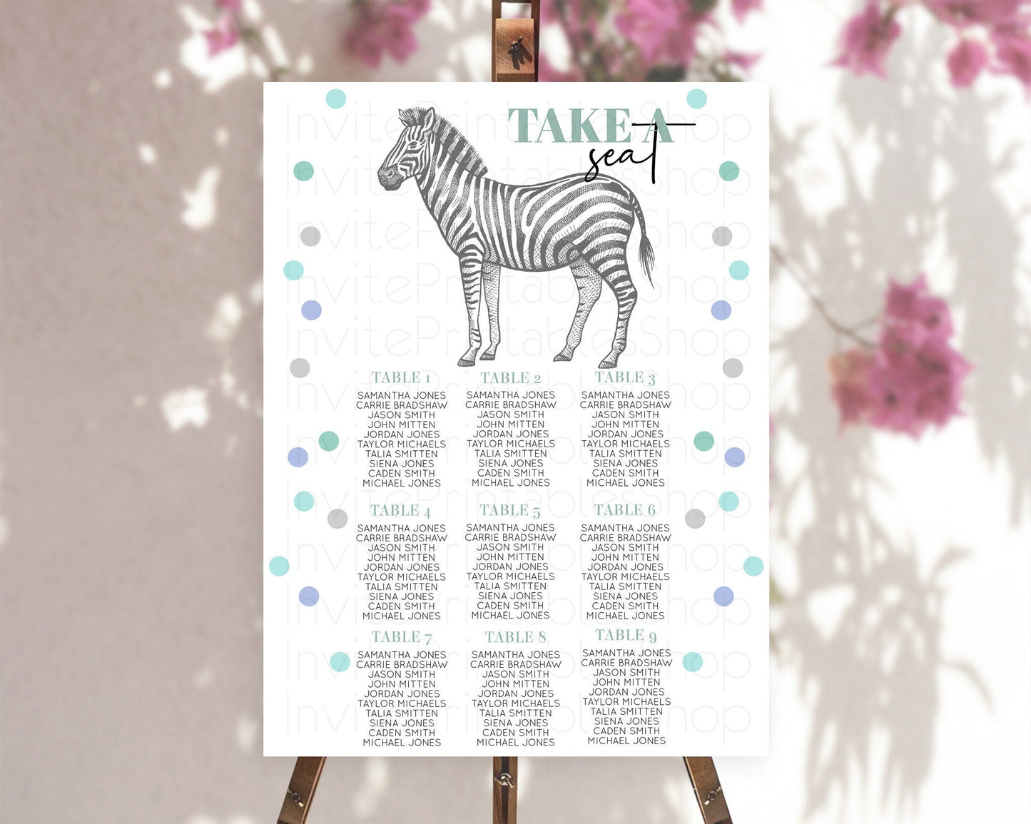 Zebra Seating Chart Zebra Seating Sign Zebra Take A Seating Chart Zebra Safari Adventure Decor Zoo Party Zebra Palm Leaf Decor D10856