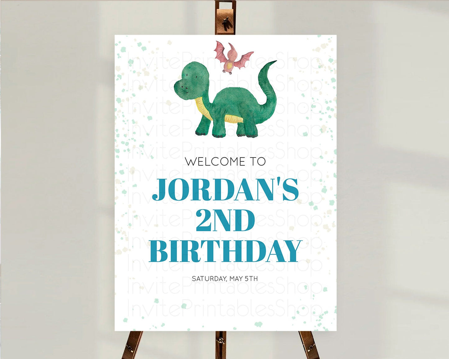 Dinosaur Welcome Sign Dinosaur Volcano Welcome Poster Dino Watercolor Volcano T-Rex Raptor Jurassic First Birthday Welcome Sign D10153