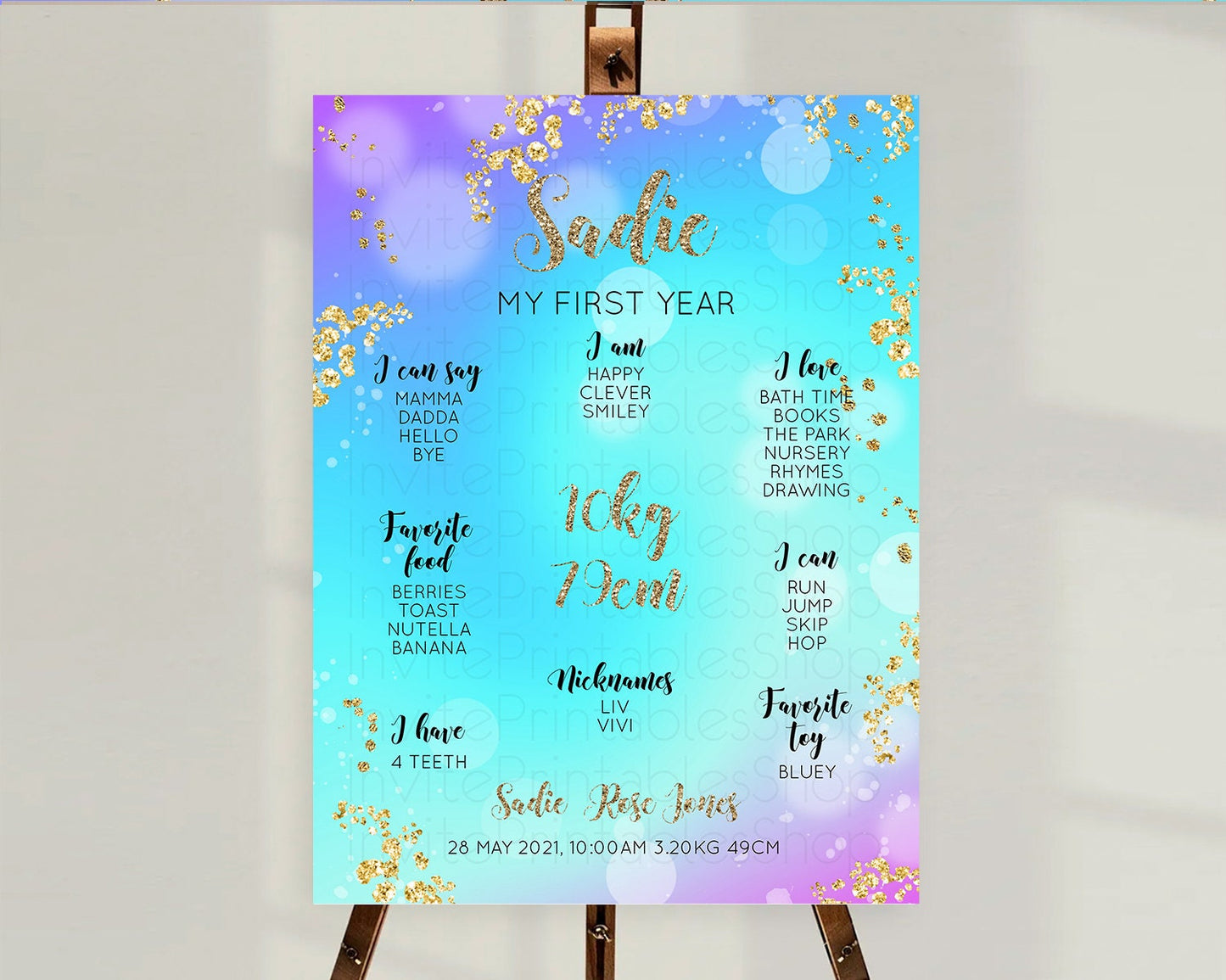 Mermaid First Birthday Milestone Board Mermaid Milestone Poster Rainbow Fish Under The Sea Colorful Pastel Pool Party Birthday Sign D10573